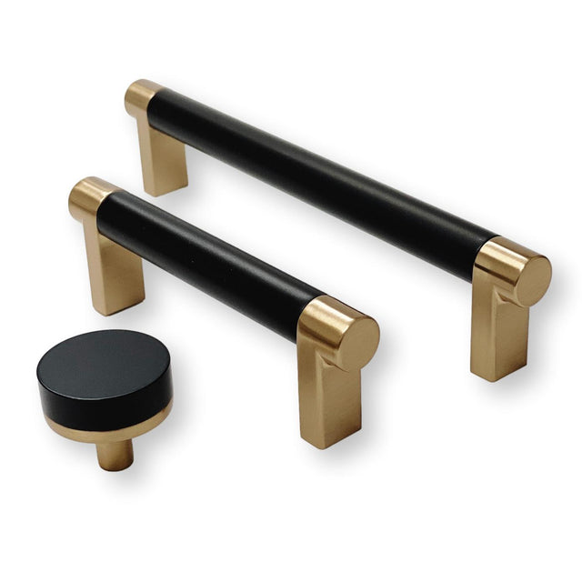 Smooth "Converse No.2" Champagne Bronze and Black Dual-Finish Knobs and Pulls - Forge Hardware Studio