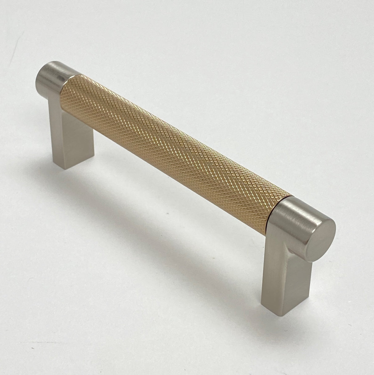 Knurled "Converse" Brushed Nickel and Champagne Bronze Dual-Finish Knobs and Pulls - Forge Hardware Studio
