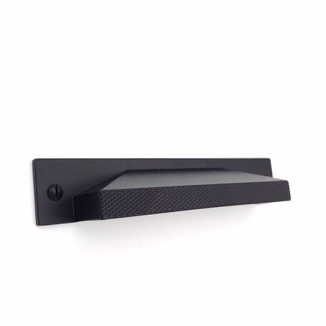 Knurled Cup Bin Pull "Kava" Matte Black Textured Kitchen Drawer Pull - Brass Cabinet Hardware 