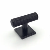 Knurled T-Knob "Kava" Matte Black Textured Kitchen Cabinet Knob - Brass Cabinet Hardware 