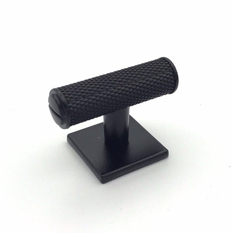 Knurled T-Knob "Kava" Matte Black Textured Kitchen Cabinet Knob - Brass Cabinet Hardware 