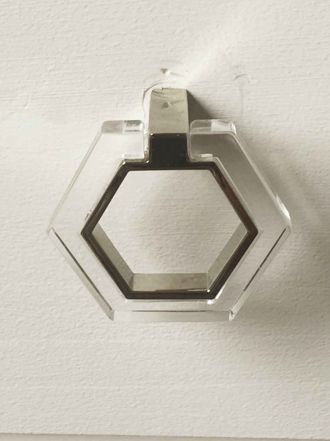 Polished Nickel and Lucite Geometric Knob - Brass Cabinet Hardware 