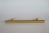 Satin Brass Fridge T-Bar 8" Appliance Pull - European Pull - Brass Cabinet Hardware 