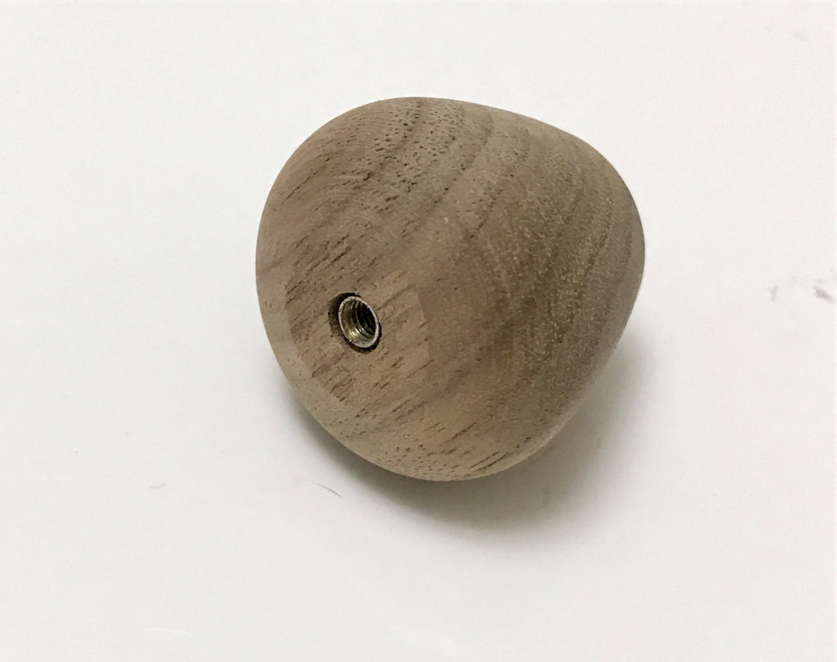 Walnut Mid-century Modern Wood Drawer Knobs - Brass Cabinet Hardware 