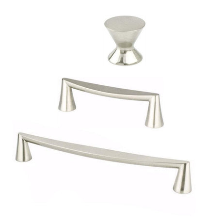 Satin Nickel "Core" Drawer Pulls and Knob - Brass Cabinet Hardware 