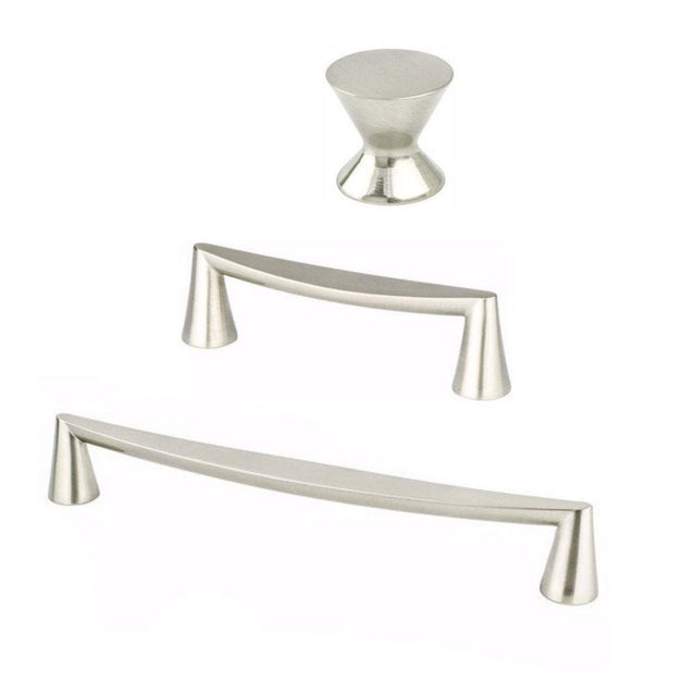 Satin Nickel "Core" Drawer Pulls and Knob - Brass Cabinet Hardware 
