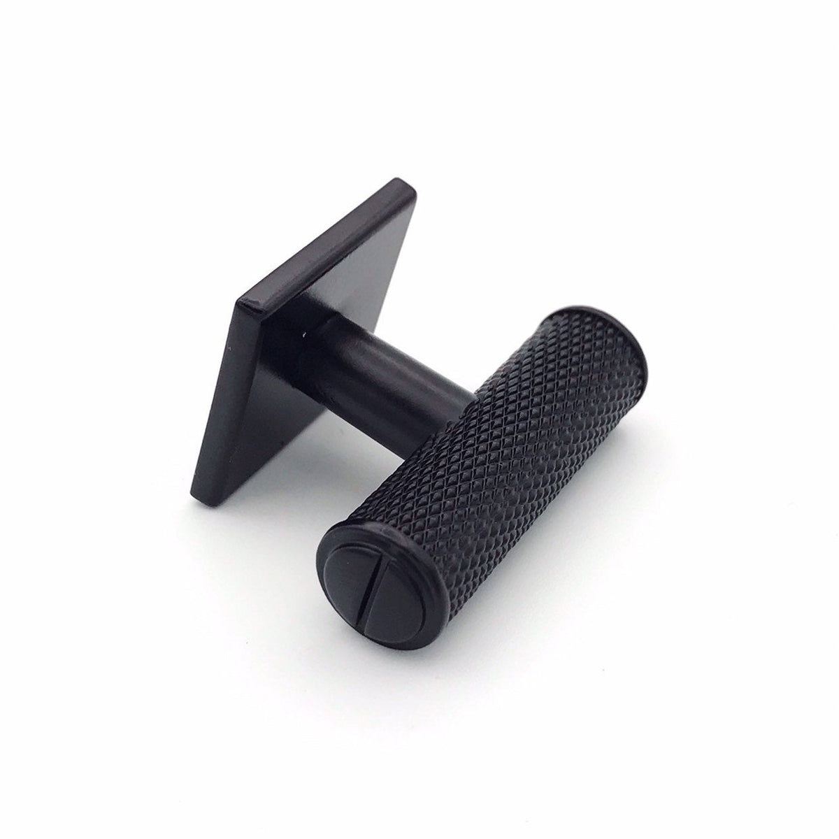 Knurled T-Knob "Kava" Matte Black Textured Kitchen Cabinet Knob - Brass Cabinet Hardware 