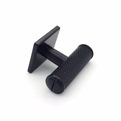 Knurled T-Knob "Kava" Matte Black Textured Kitchen Cabinet Knob - Brass Cabinet Hardware 