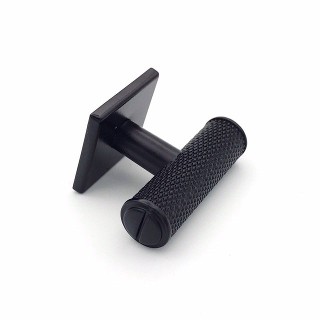 Knurled T-Knob "Kava" Matte Black Textured Kitchen Cabinet Knob - Brass Cabinet Hardware 