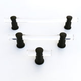 Matte Black and Lucite "Luz" Cabinet Knobs and Drawer Pulls (Adjustable) - Brass Cabinet Hardware 