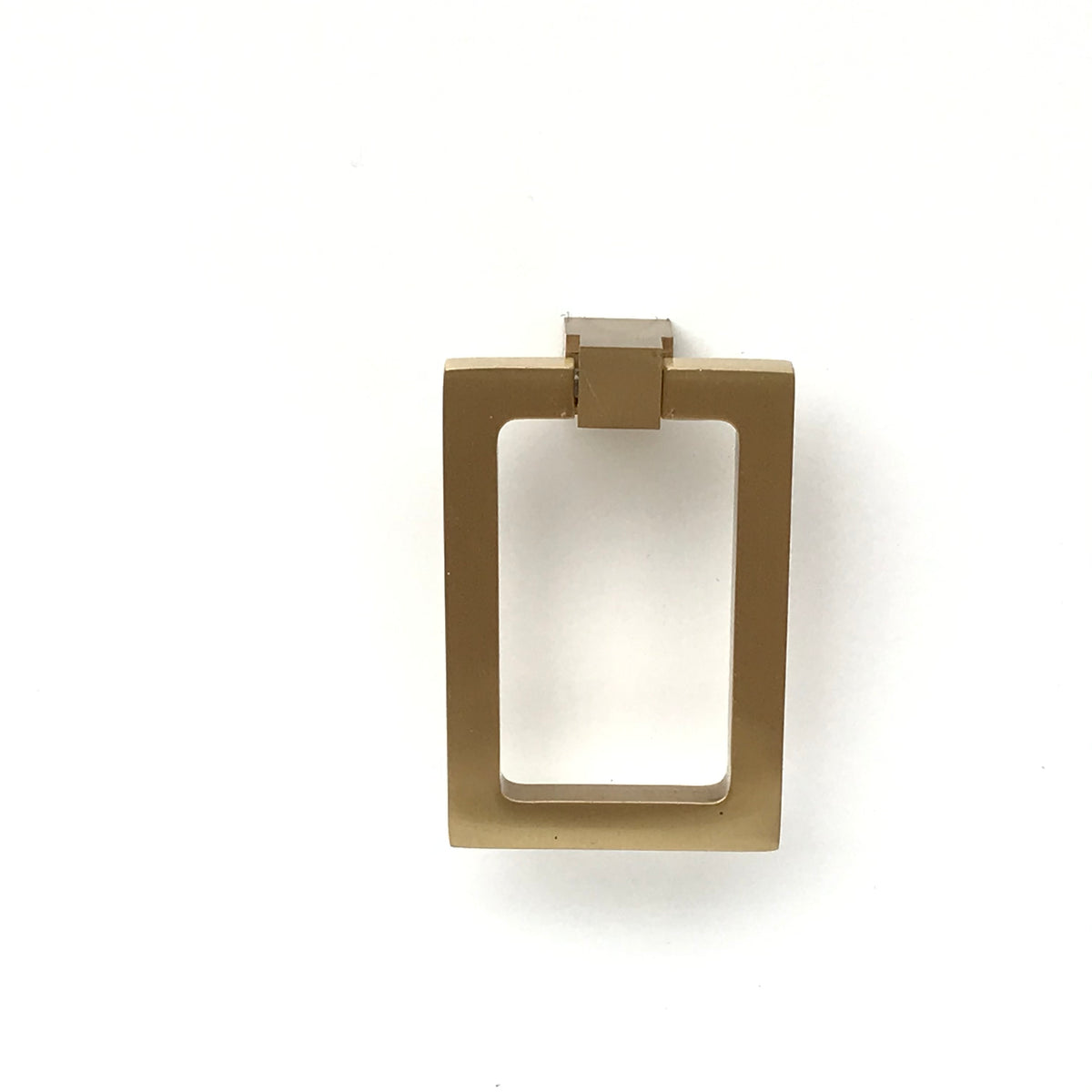 Zimi Rectangular Ring Pull in Satin Brass - Brass Cabinet Hardware 