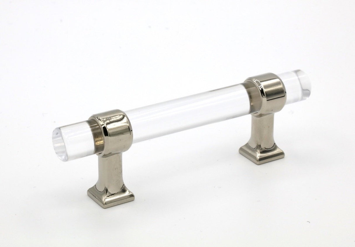 Polished Nickel "Gigi" Lucite Modern Drawer Pull - Brass Cabinet Hardware 