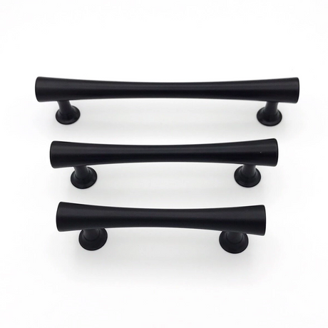 Emma Round Mid-Century Matte Black Cabinet Knob and Drawer Pulls - Brass Cabinet Hardware 
