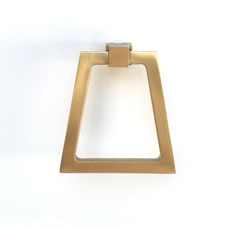 Zimi Triangular Oversized Ring Pull in Satin Brass - Brass Cabinet Hardware 