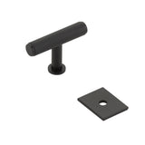 Matte Black "Maison" Knurled Drawer Pulls and Cabinet Knobs with Optional Backplate - Forge Hardware Studio
