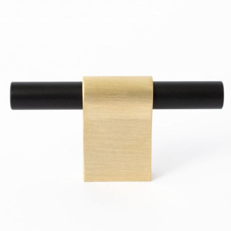 T-Bar "Line" Black and Brushed Brass Cabinet Knobs and Drawer Pulls - Forge Hardware Studio