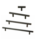 Round Oil-Rubbed Bronze "Dash" T-Knob and T-Bar Drawer Pulls - Brass Cabinet Hardware 